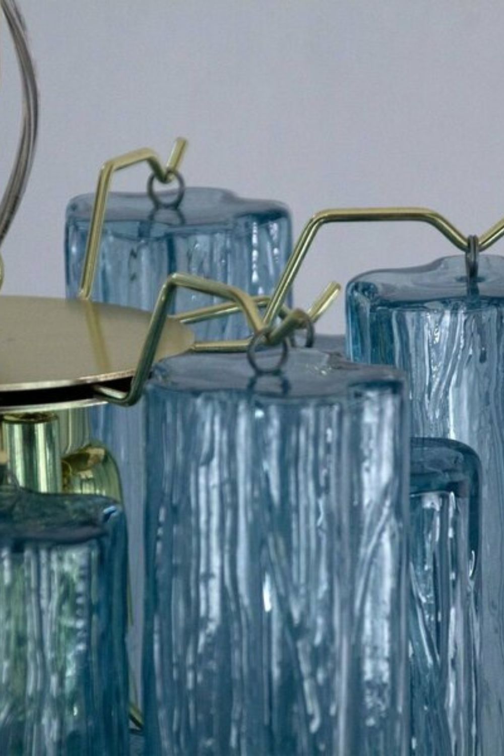 Retro Suspension Lamp with Blue Art Glass Tubes - view 10 | everlamps