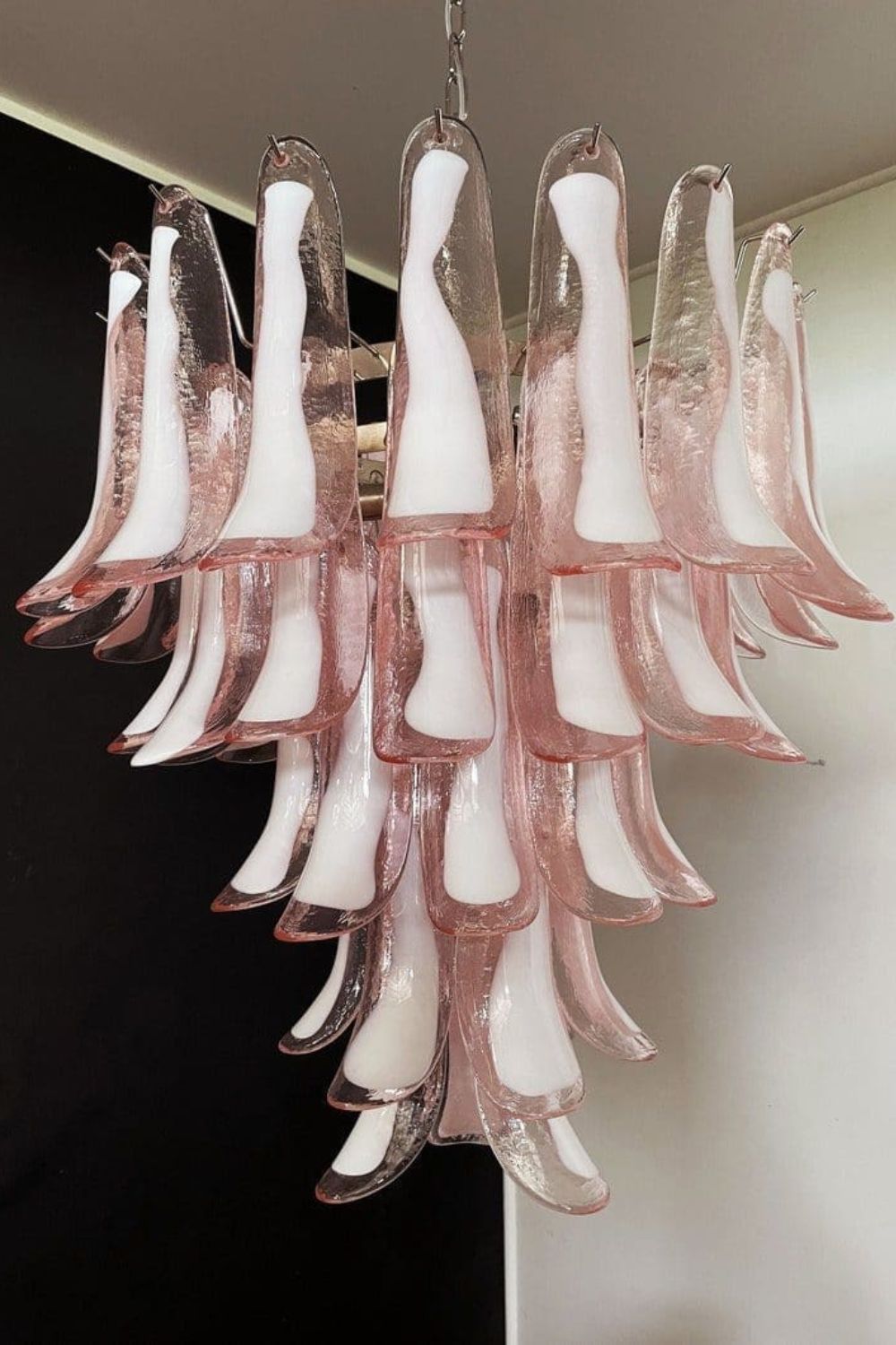 Art Blush Pink Glass Petal Chandelier - view 8 | everlamps