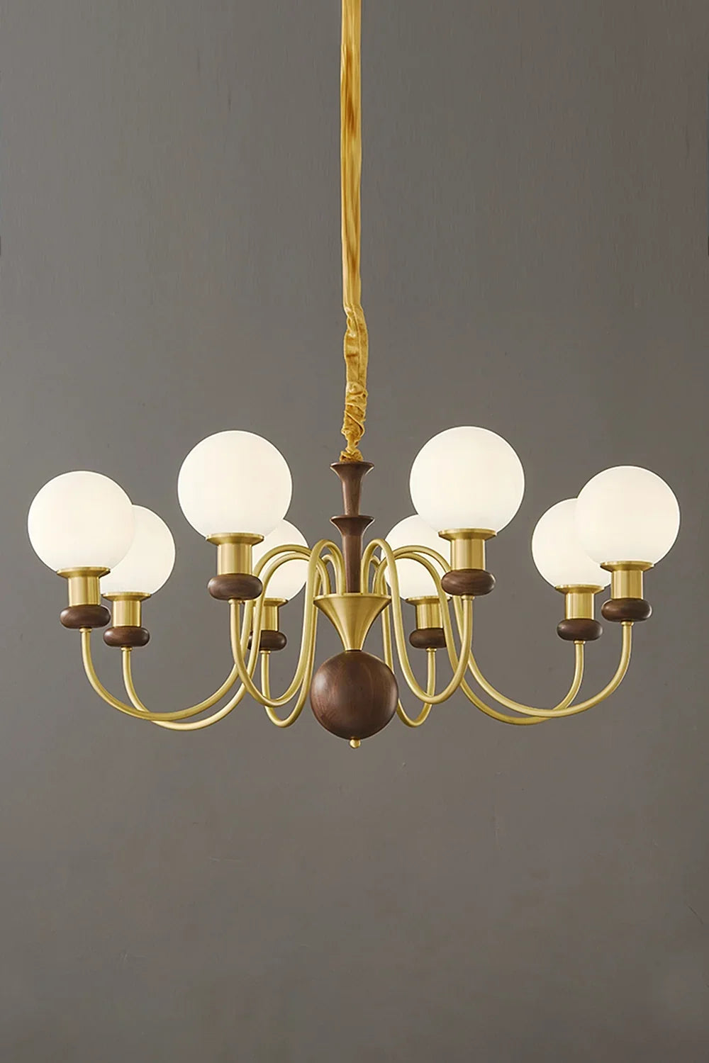 Vintage Walnut Wood Globe Chandelier - view 10 | everlamps