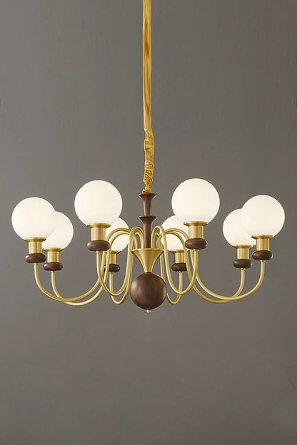 Vintage Walnut Wood Globe Chandelier - view 10 | everlamps