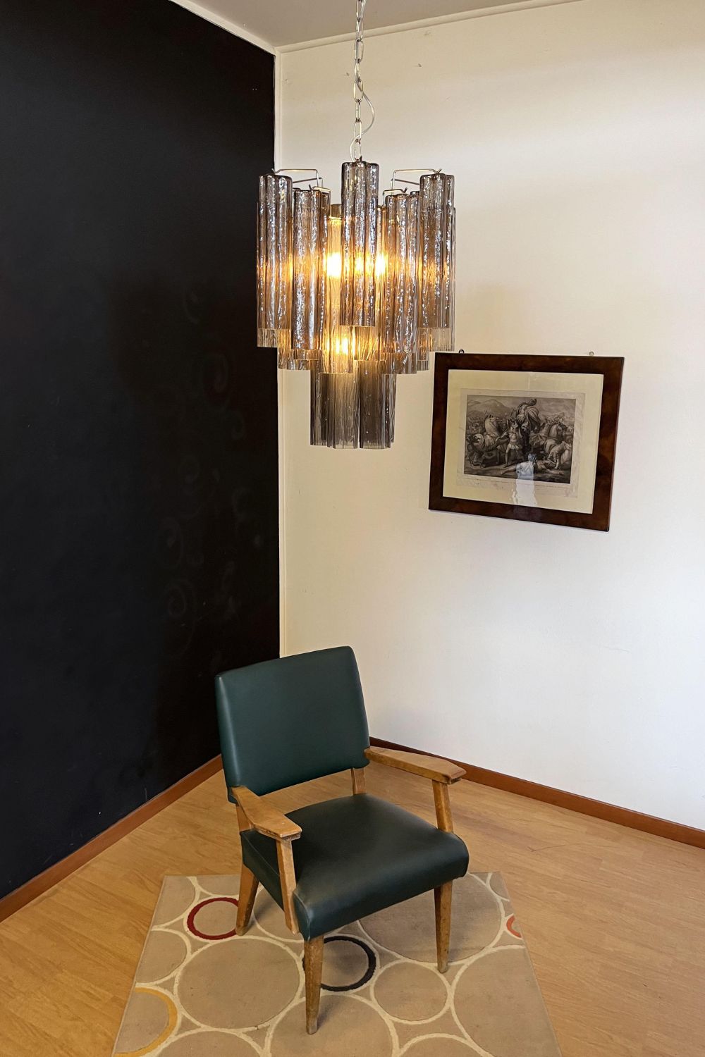 Vintage Smoked Glass Tube Chandelier - view 8 | everlamps