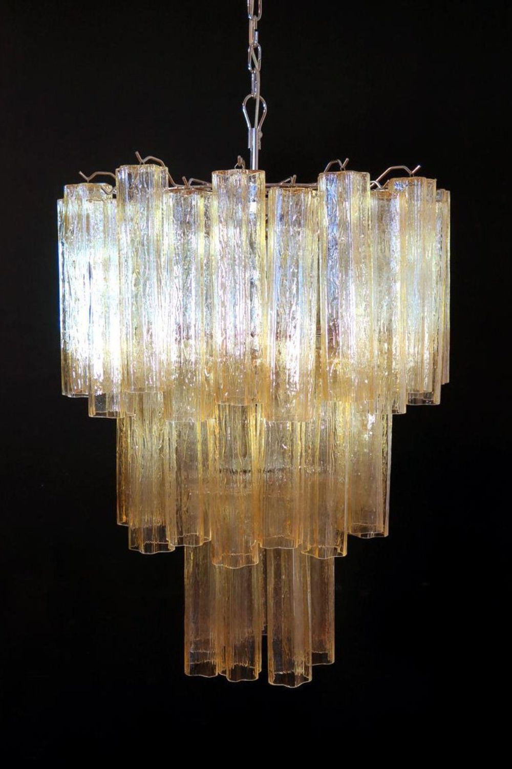 Three-Tier Yellow  Glass Art Chandelier - view 10 | everlamps