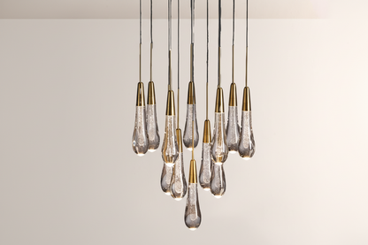 Raindrop Glass Round Solitaire Chandelier-Everlamps