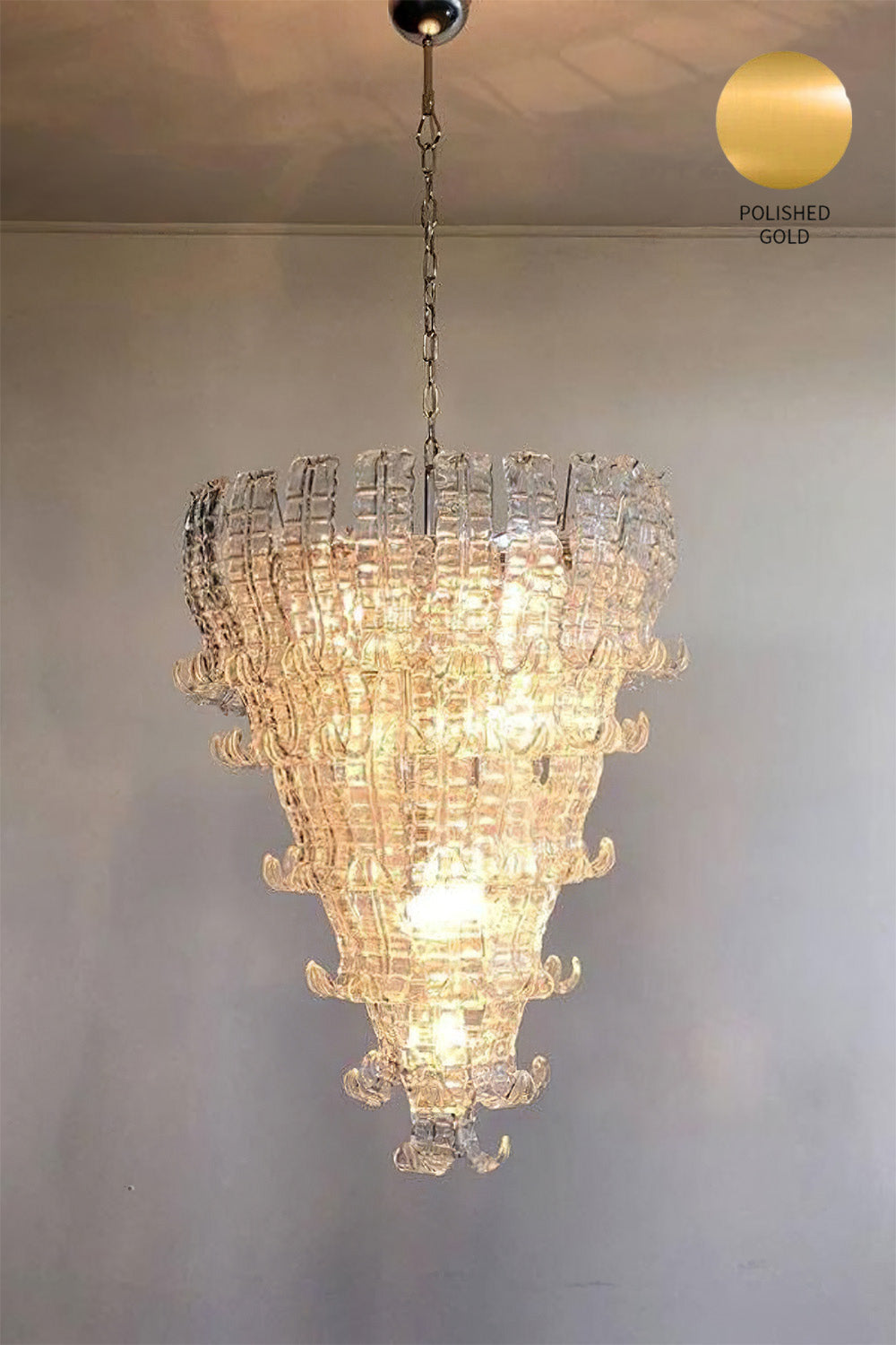 Grand Art Felci Leaf Glass Chandelier - view 12 | everlamps