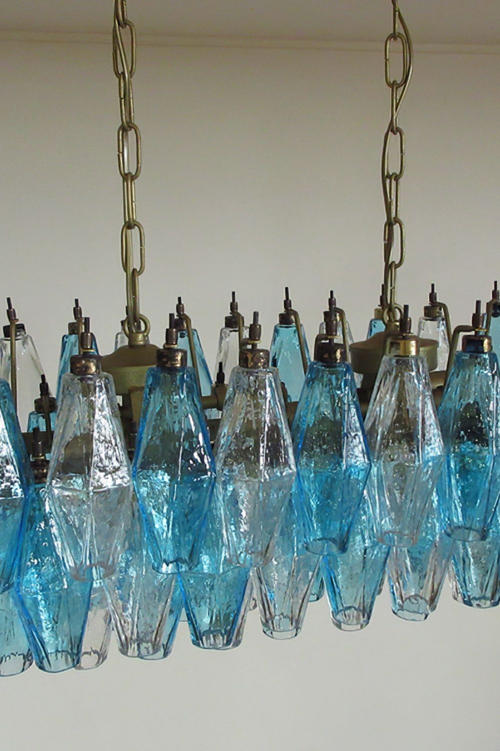 Vintage blue and clear glass Art Poliedri chandelier - view 11 | everlamps