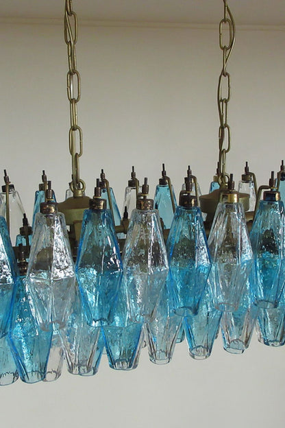 Vintage blue and clear glass Art Poliedri chandelier - view 11 | everlamps