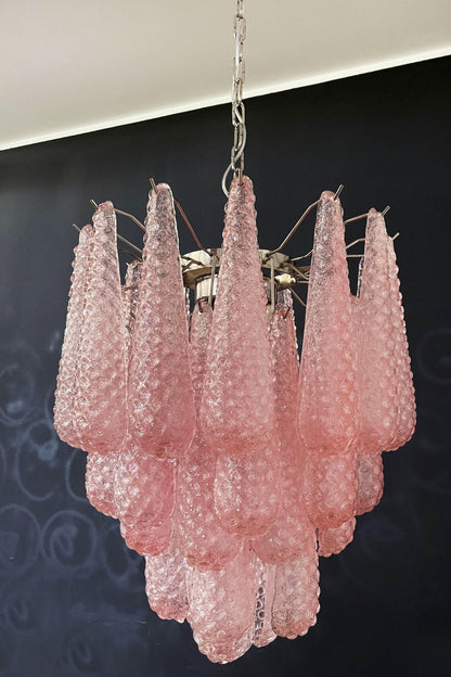 Pink Art Glass Teardrop Chandelier - view 7 | everlamps