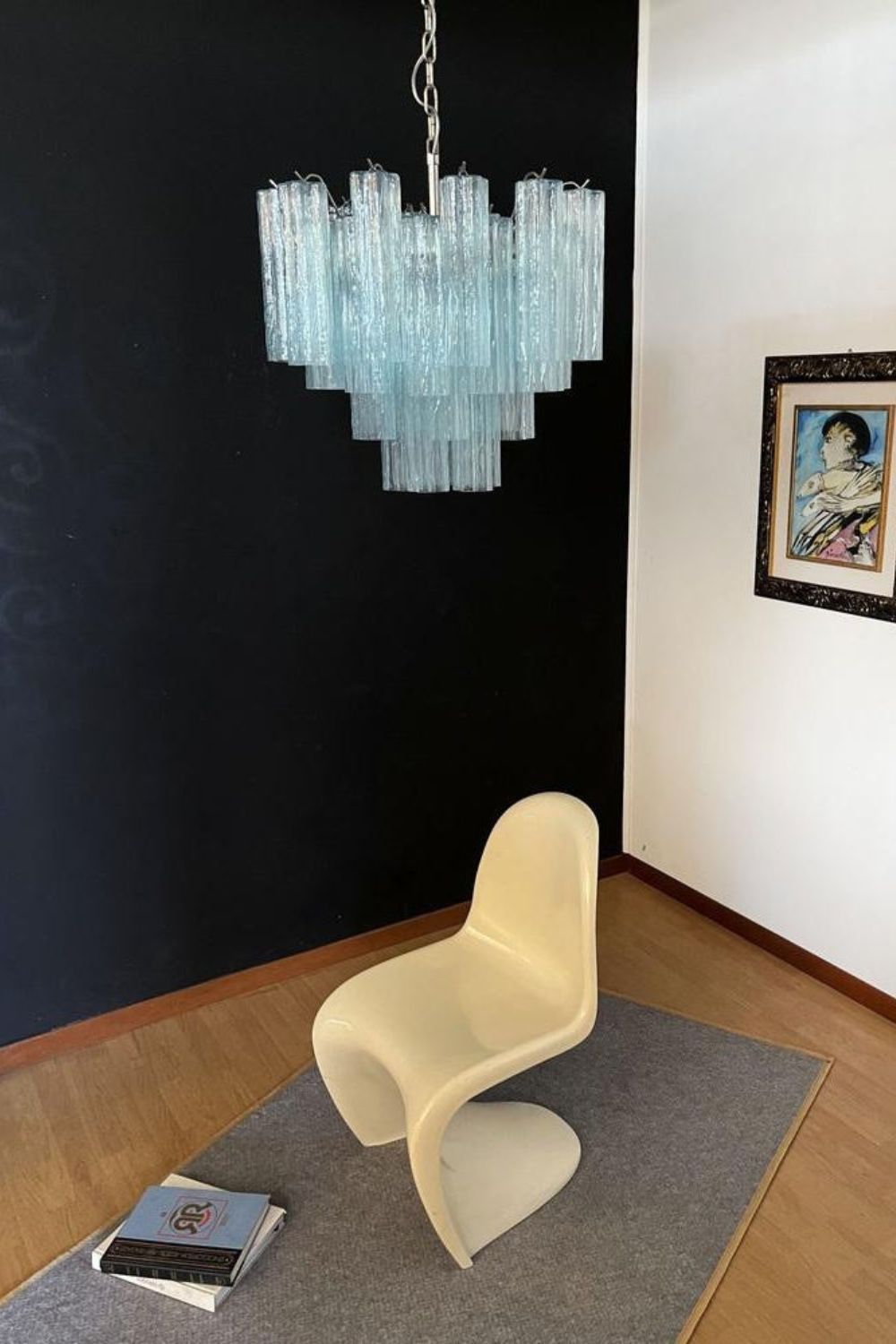 1990s Art blue glass tube chandelier - view 3 | everlamps
