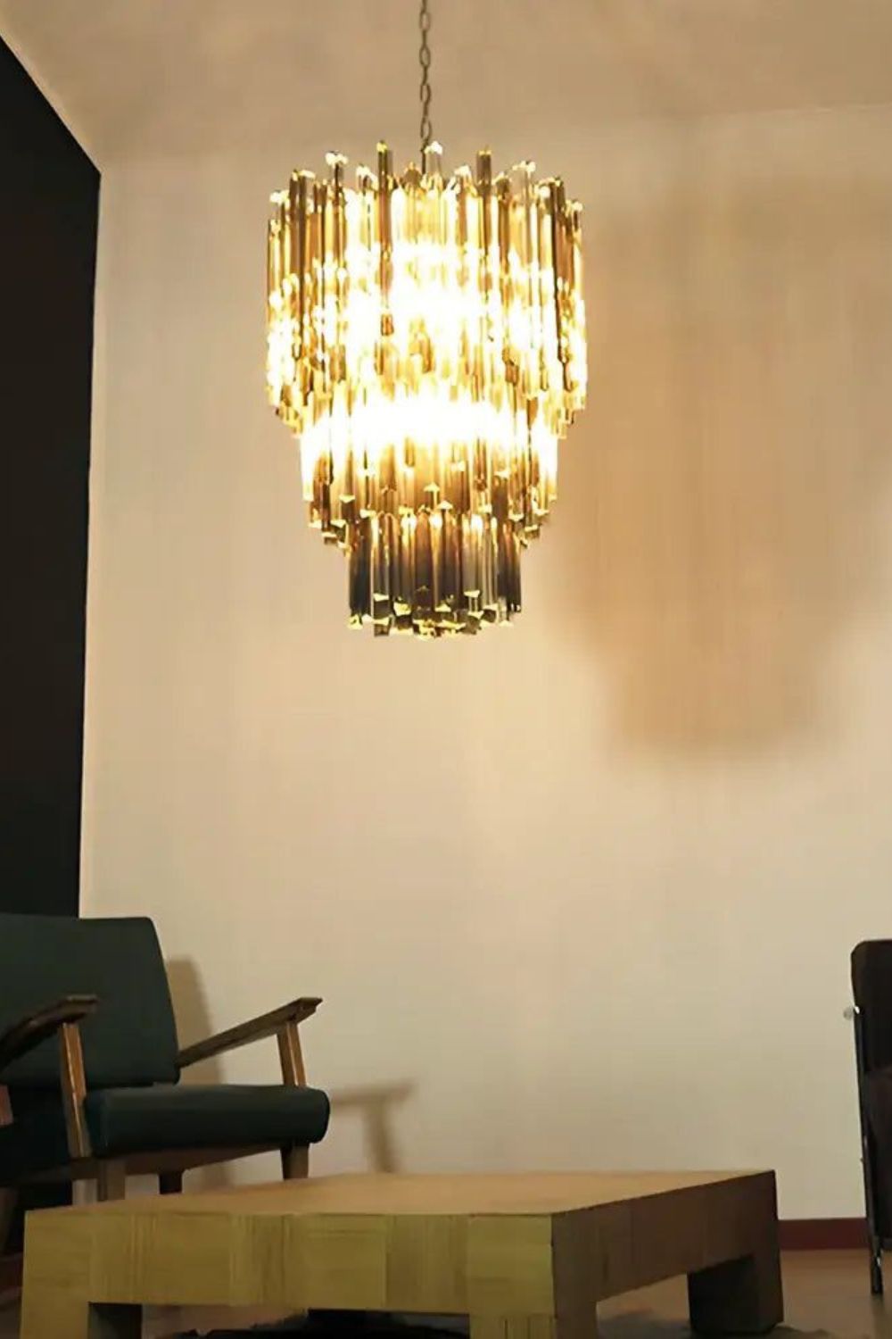 Smoked and Clear Art Glass Prism Chandelier - view 7 | everlamps
