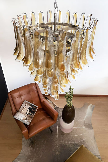 Amber Art Glass Petal Cascade Chandelier - view 10 | everlamps