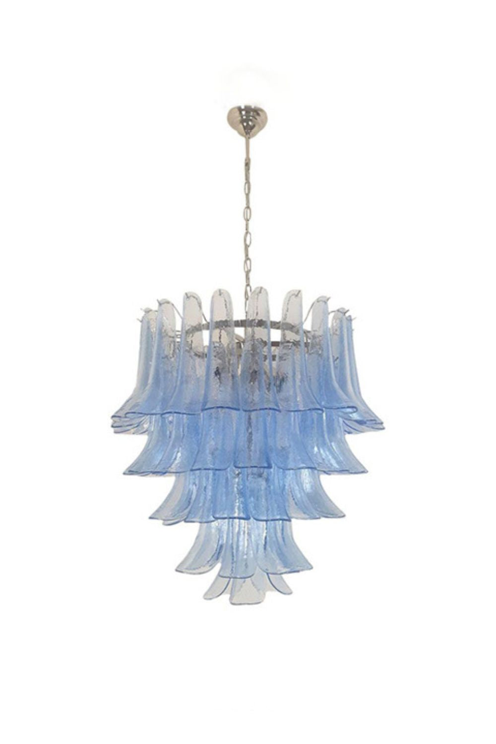 Vintage 1980s Blue Art Glass Petal Chandelier | everlamps