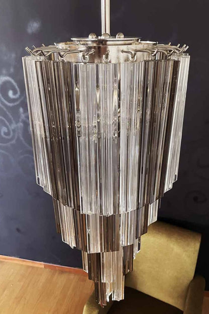 Vintage Smoked Art Glass Prism Spiral Chandelier - view 12 | everlamps