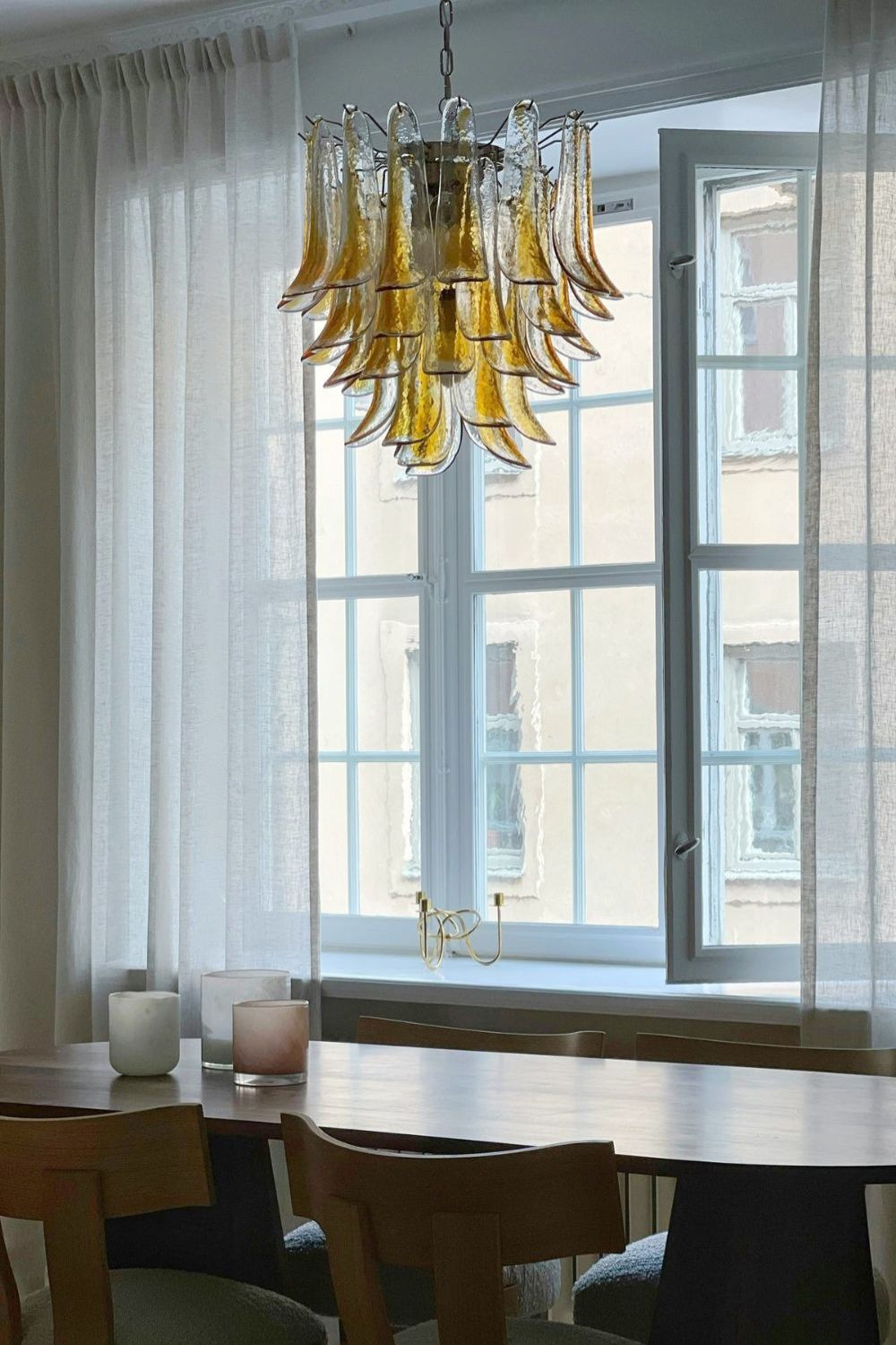 Mazzega Amber Glass Petal Chandelier - view 2 | everlamps