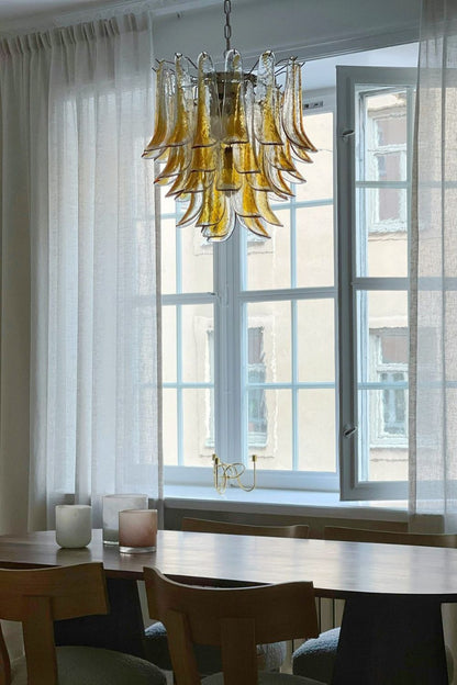 Mazzega Amber Glass Petal Chandelier - view 2 | everlamps