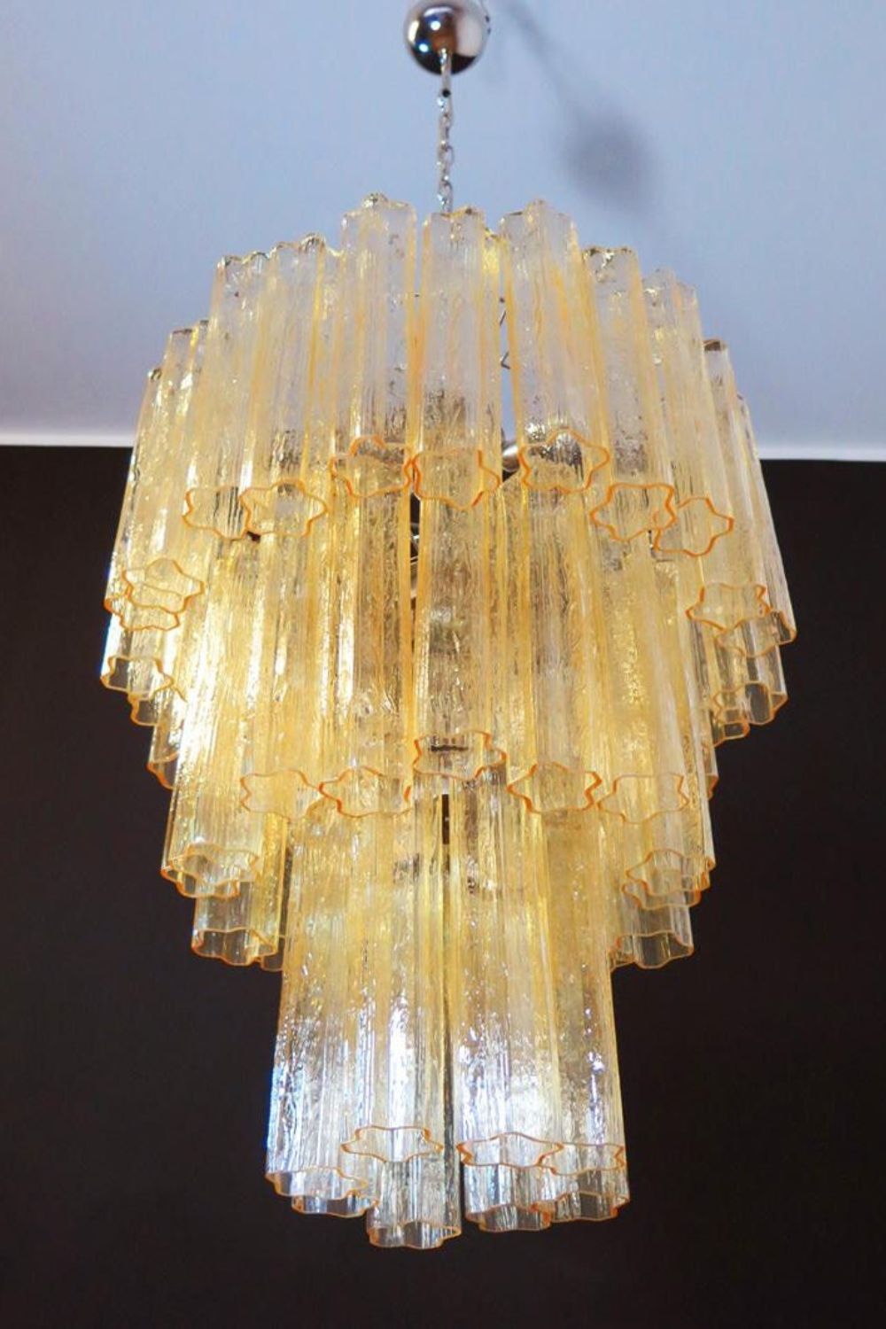 Three-Tier Yellow  Glass Art Chandelier - view 11 | everlamps