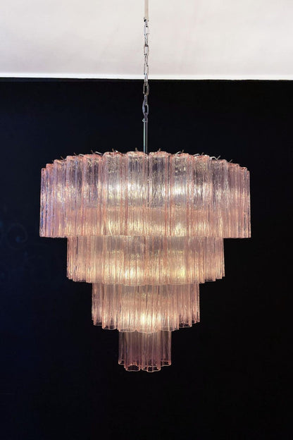 Large Pink Art Glass Tiered Chandelier - view 10 | everlamps