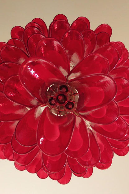 Mid-Century Red Art Glass Petal Chandelier - view 11 | everlamps
