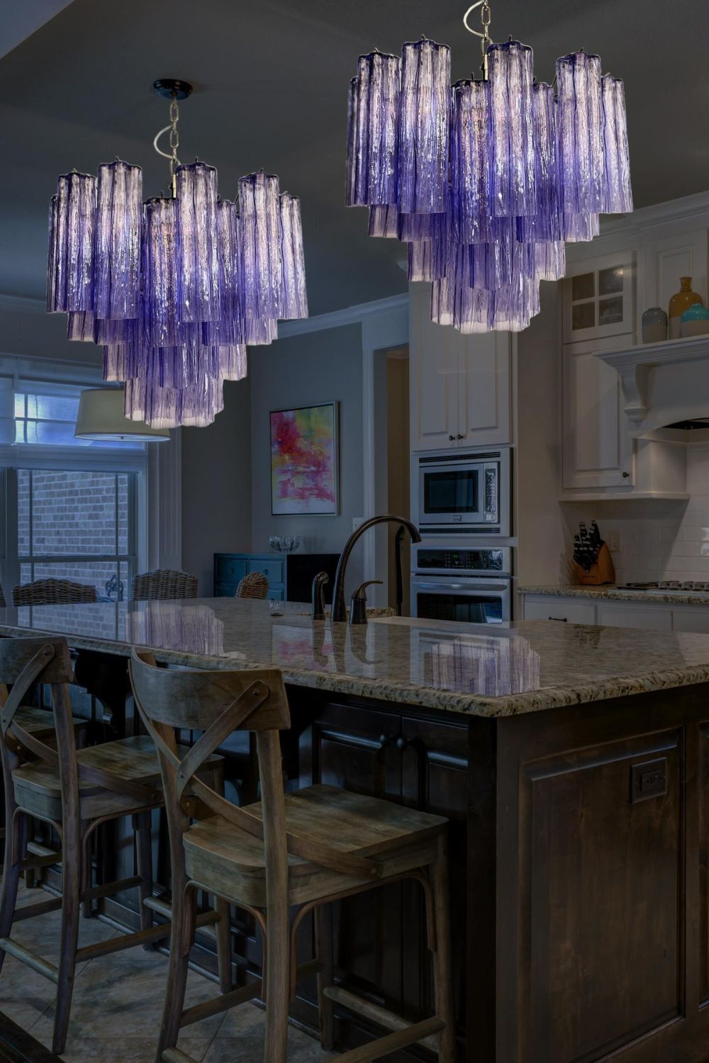 Amethyst Art Glass Pendant Chandelier - view 8 | everlamps