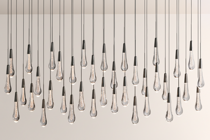 Raindrop Glass Solitaire Linear Chandelier -Everlamps