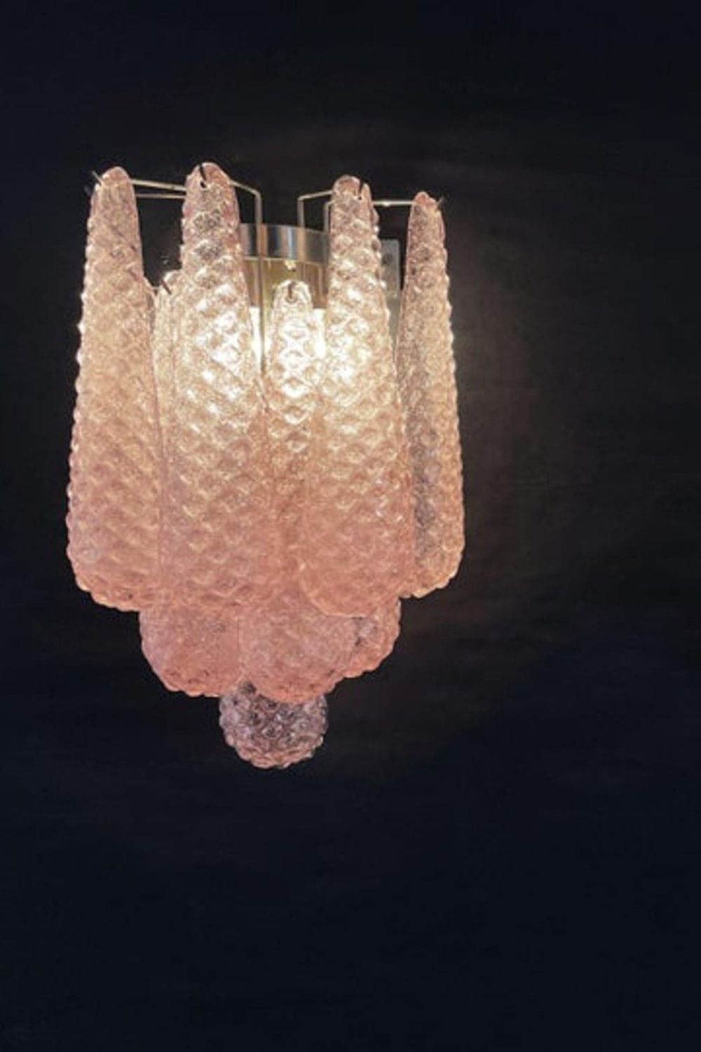 1970s Pink Art Glass Petal Wall Lamp - view 9 | everlamps