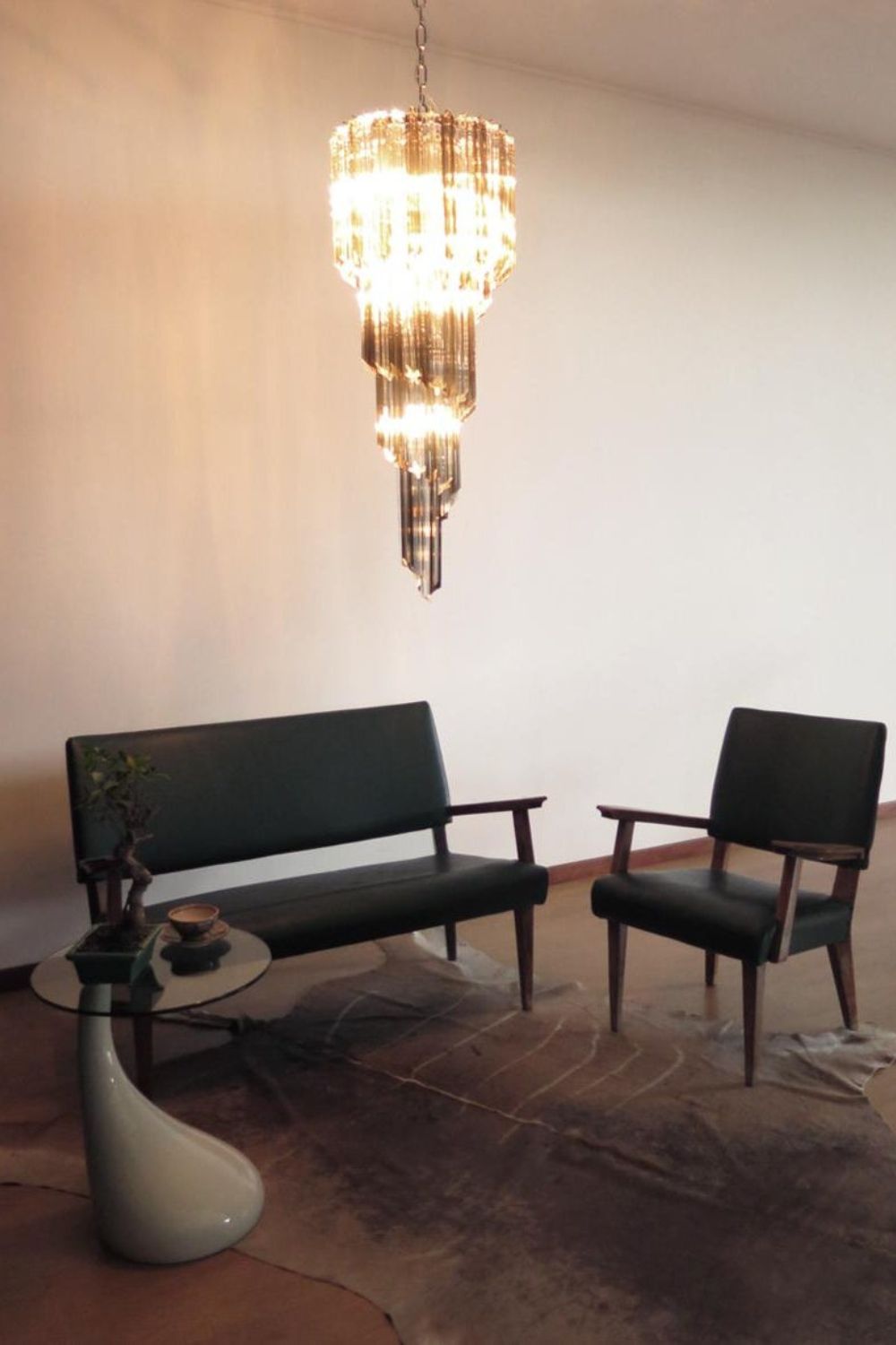 1983 Smoked Glass Prism Chandelier - view 4 | everlamps