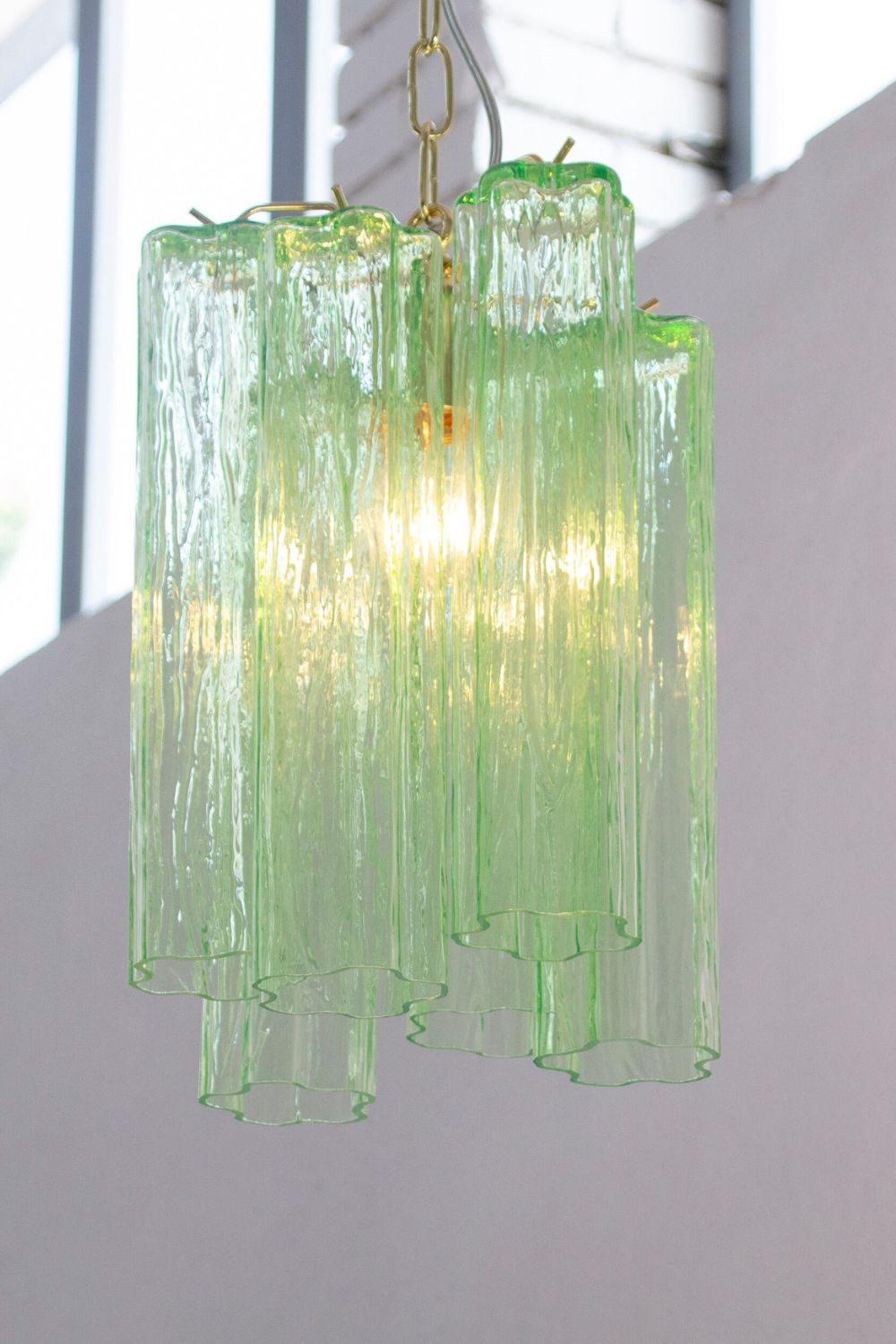 Italian Green Glass Tube Chandelier - view 4 | everlamps
