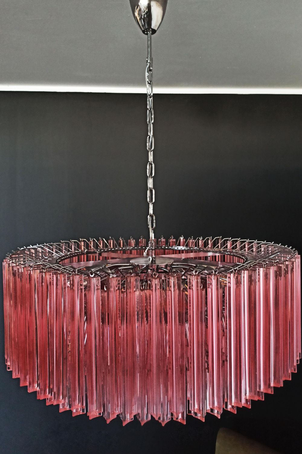 Large pink Art Triedri glass prism chandelier - view 8 | everlamps