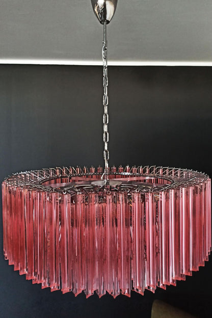 Large pink Art Triedri glass prism chandelier - view 8 | everlamps