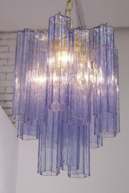 Vintage Art Blue-Purple Glass Tube Chandelier - view 4 | everlamps