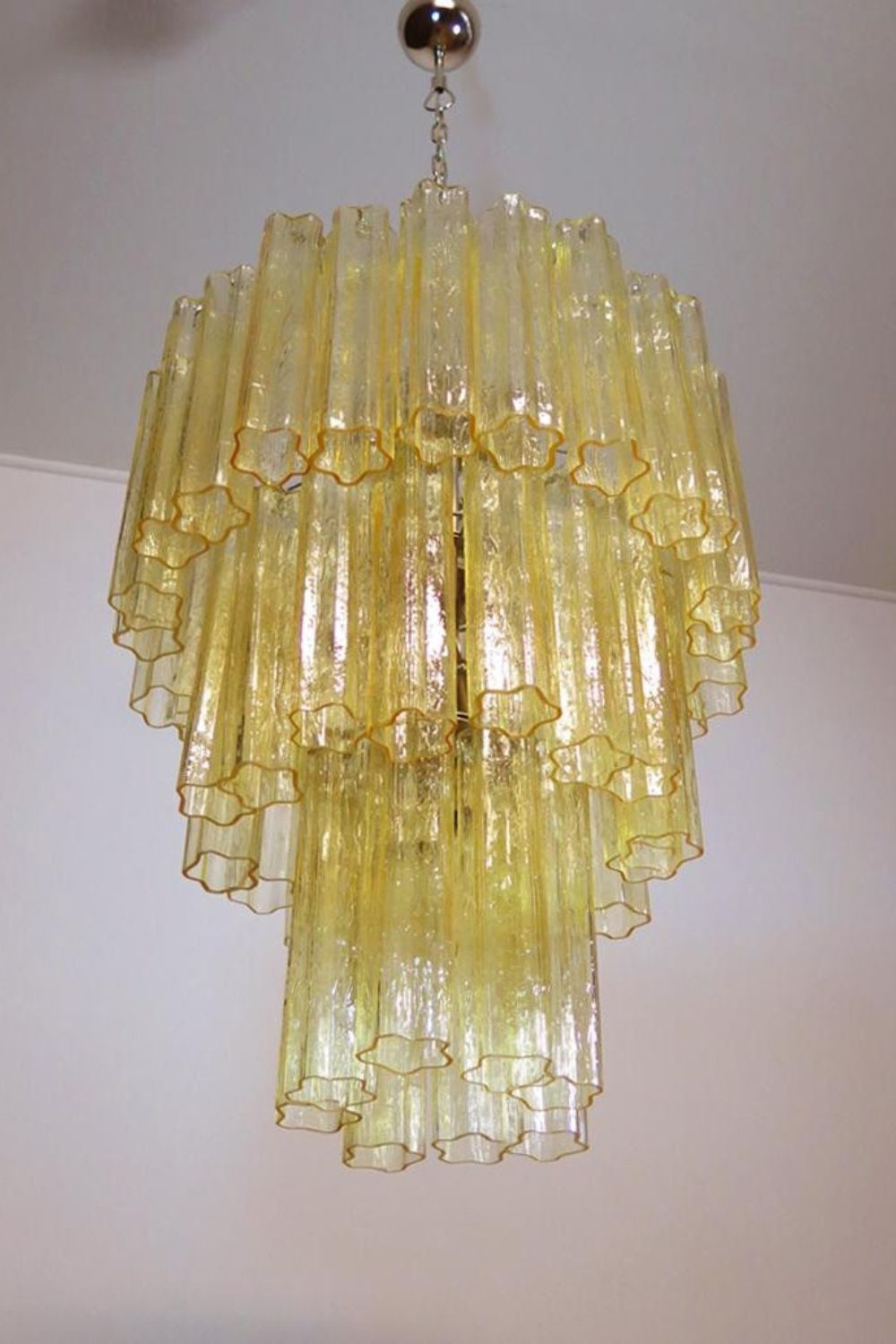 Three-Tier Yellow  Glass Art Chandelier - view 12 | everlamps