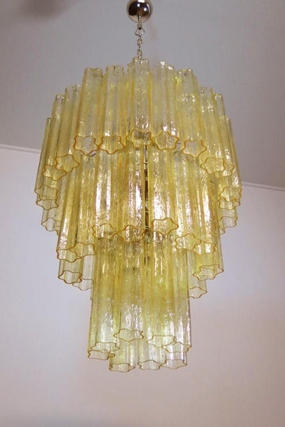 Three-Tier Yellow  Glass Art Chandelier - view 12 | everlamps