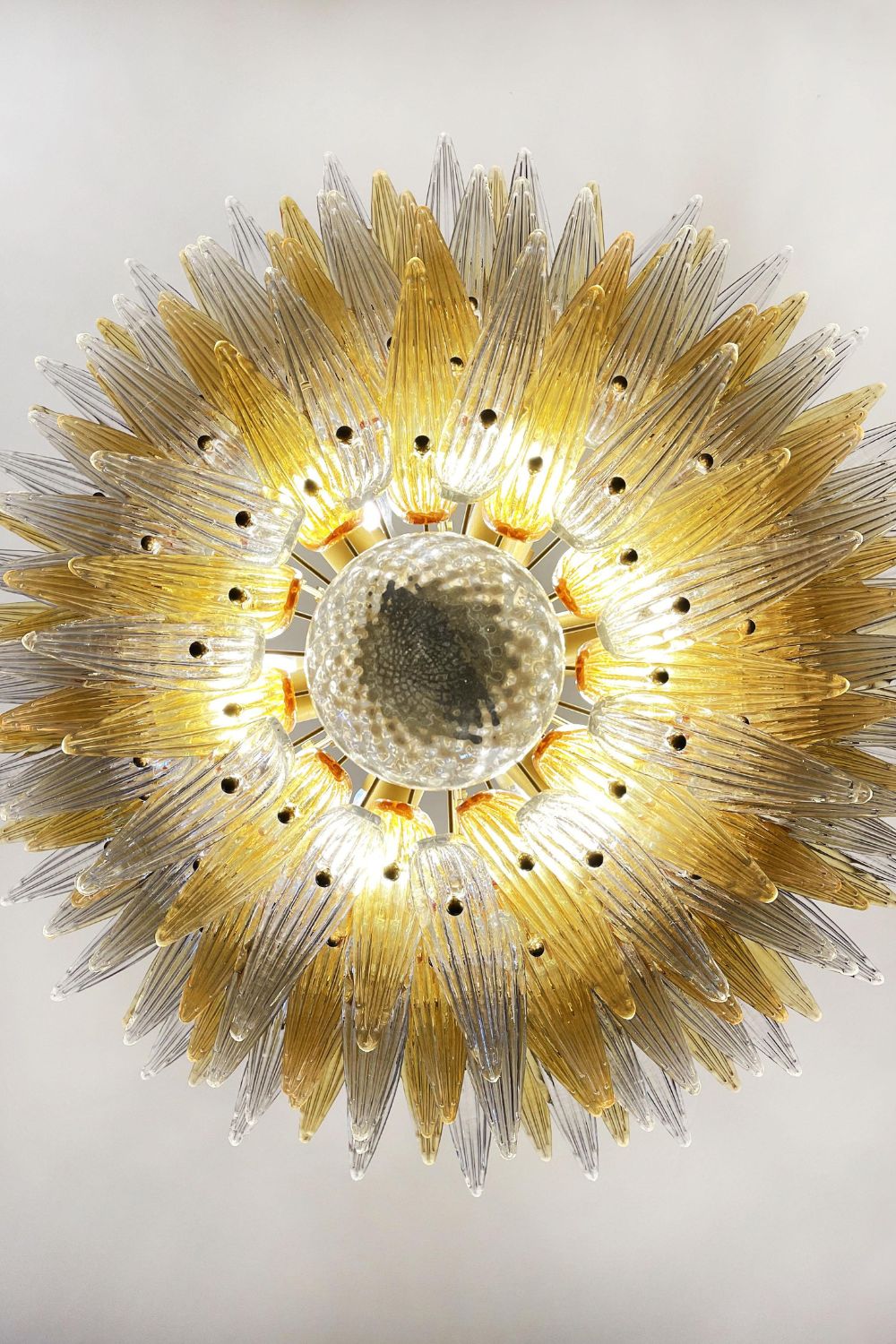 Amber and Clear Art Glass Palmette Chandelier - view 14 | everlamps
