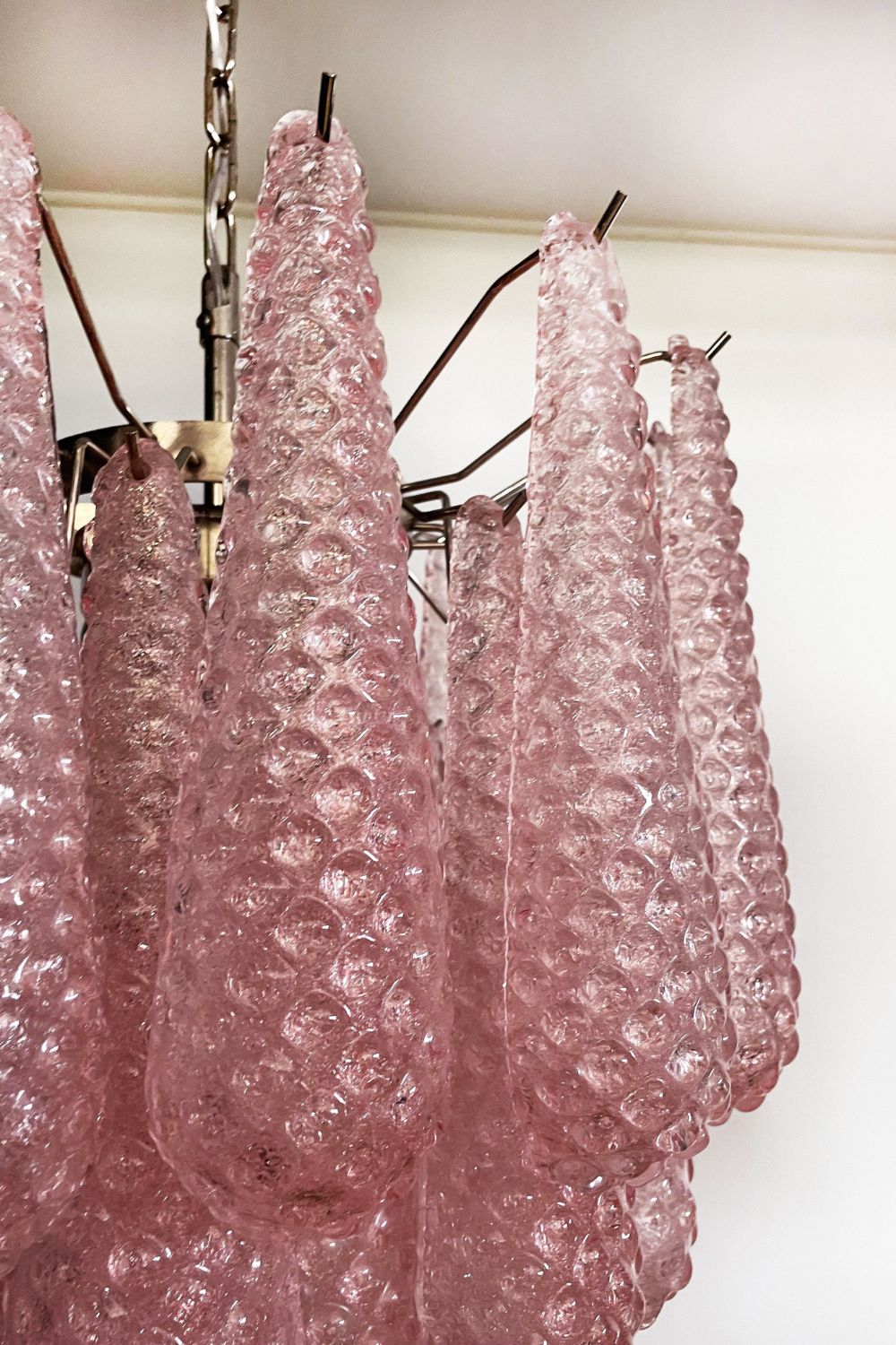 Pink Art Glass Teardrop Chandelier - view 12 | everlamps