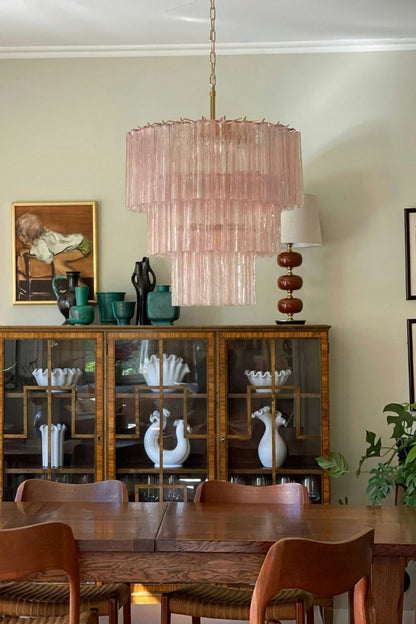 Art light pink glass tube chandelier - view 2 | everlamps