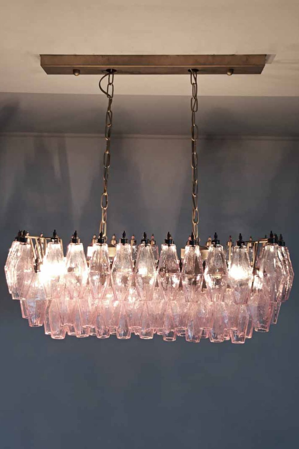 Art Poliedri Pink Glass Chandelier - view 2 | everlamps