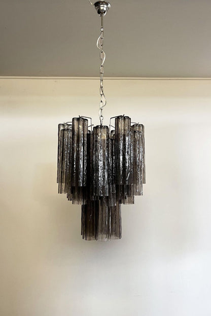 Vintage Smoked Glass Tube Chandelier - view 11 | everlamps