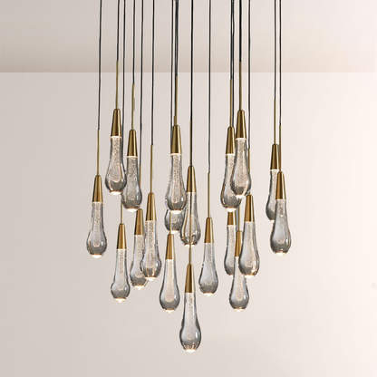 Raindrop Glass Round Solitaire Chandelier -Everlamps