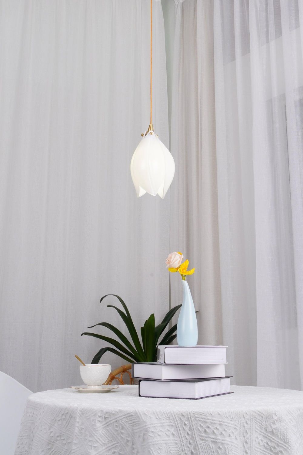 Gold Stem Ceramic Flower Chandelier - view 12 | everlamps