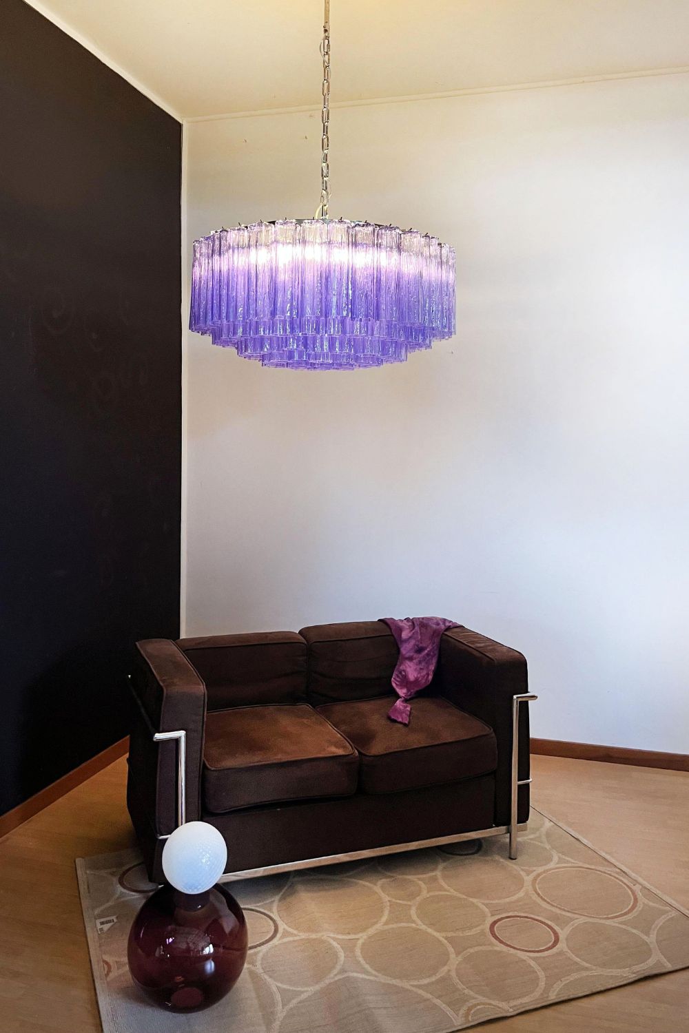 Italian Modernist Purple Art Glass Tube Chandelier - view 10 | everlamps
