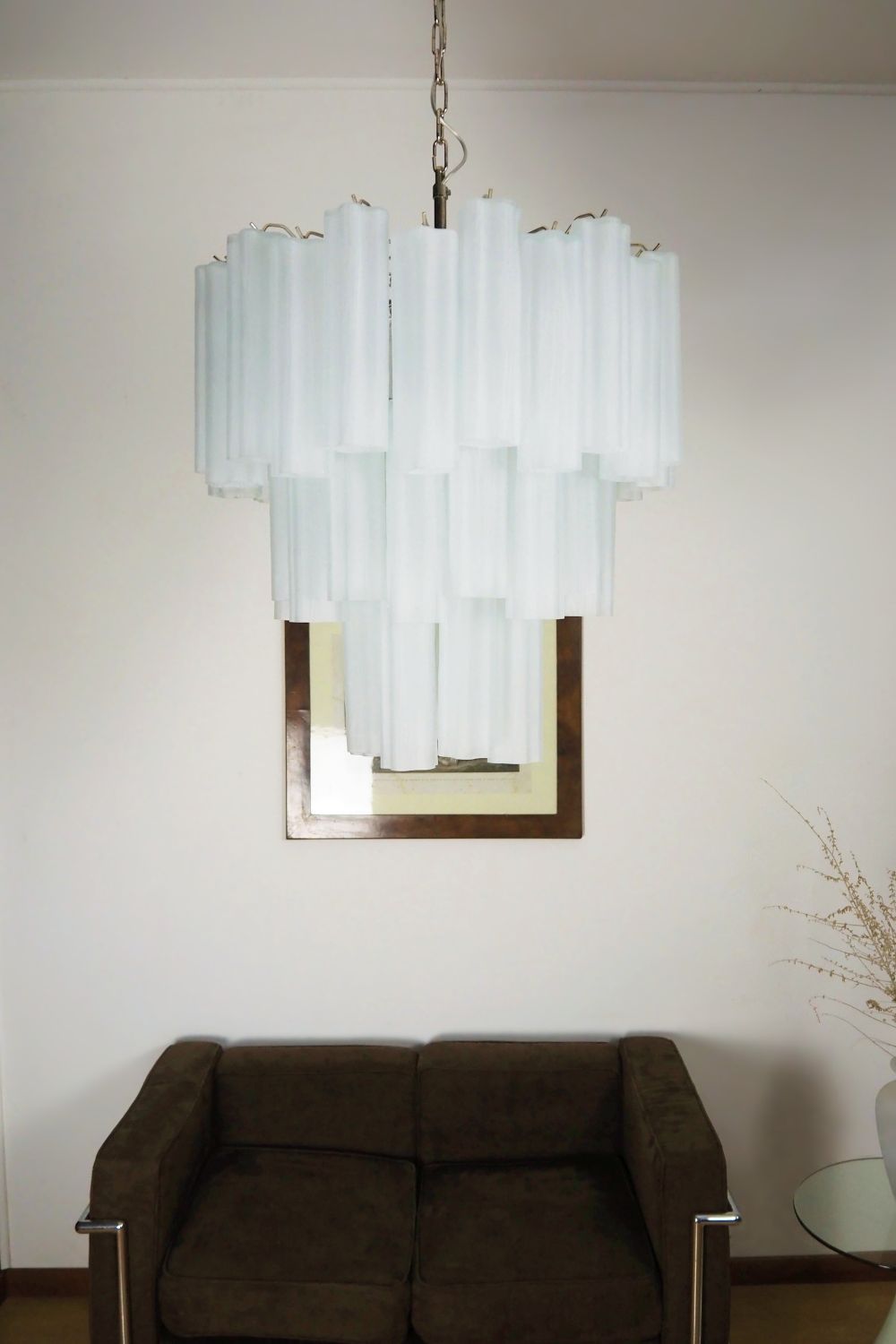 Three-tier Art frosted white glass chandelier - view 4 | everlamps