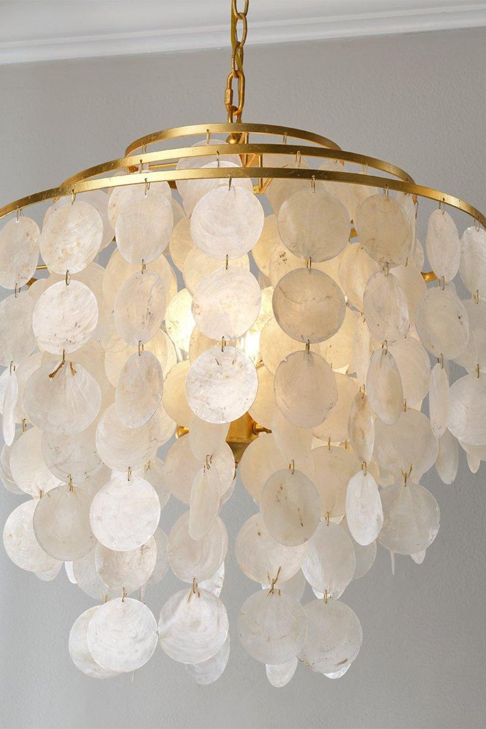 Modern Tiered Capiz Shell Chandelier - view 6 | everlamps