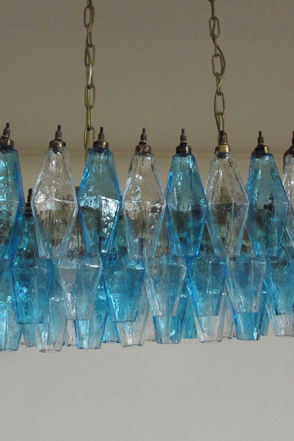 Vintage blue and clear glass Art Poliedri chandelier - view 13 | everlamps