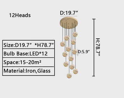 Nordic Planet Creative Long Ball Pendant Chandelier Staircase Foyer - Yovalighting