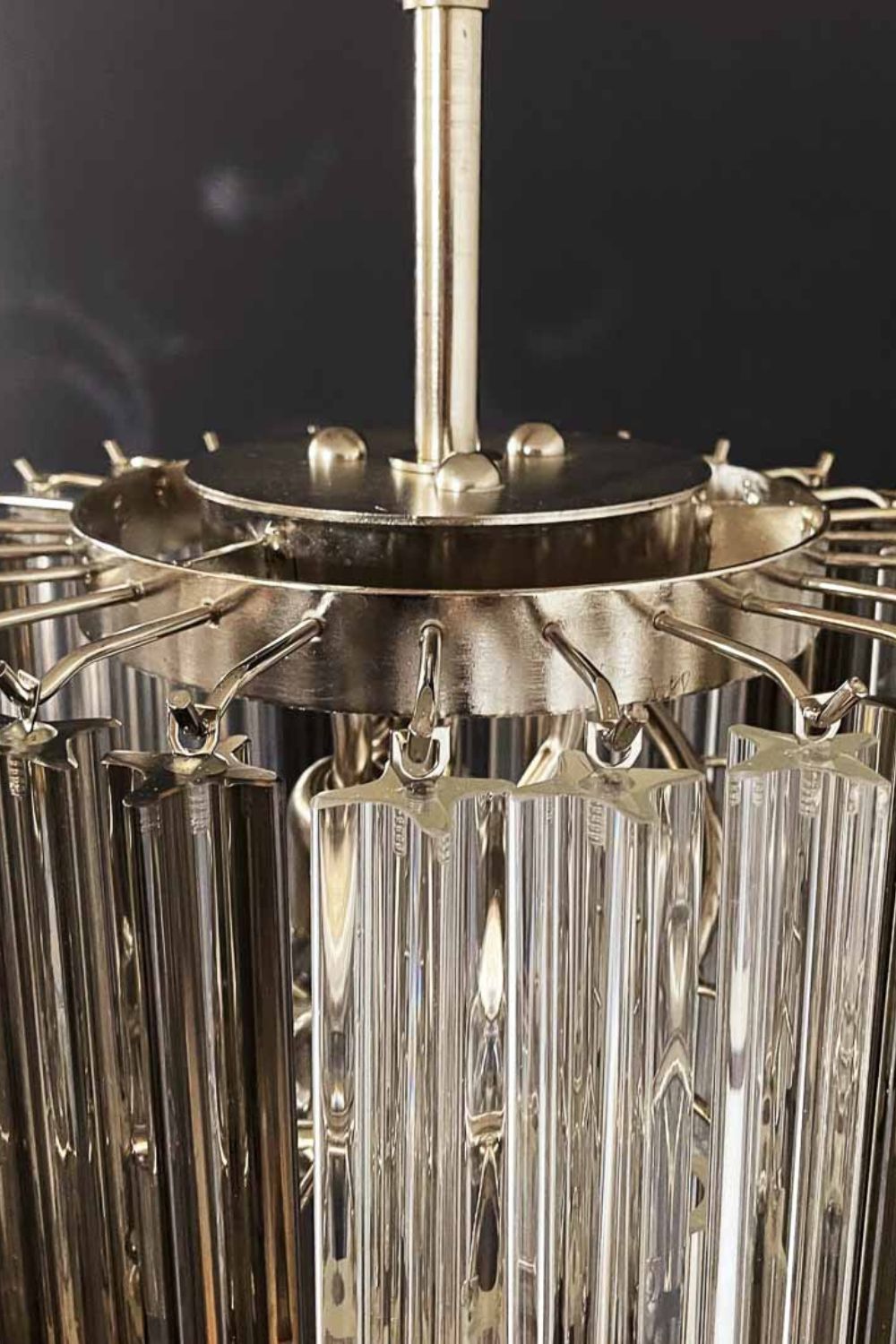 Vintage Smoked Art Glass Prism Spiral Chandelier - view 14 | everlamps