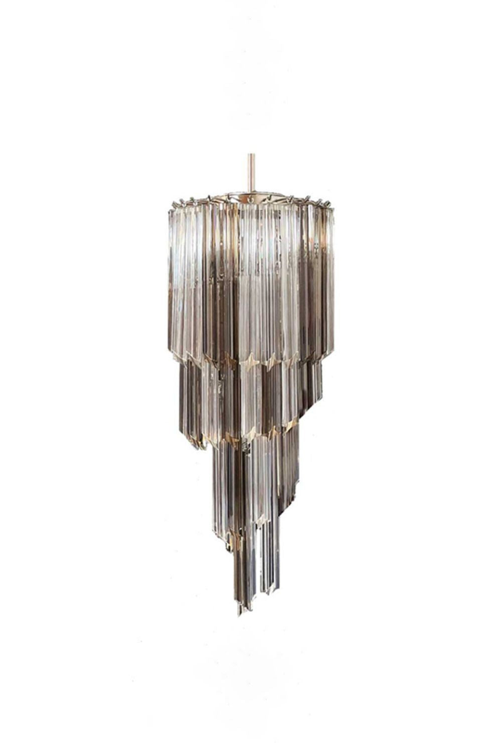 Vintage Smoked Art Glass Prism Spiral Chandelier | everlamps