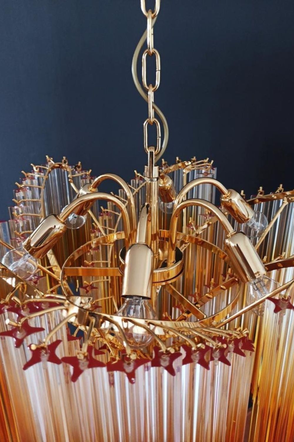 Shaded Amber Art Crystal Prism Chandelier - view 15 | everlamps