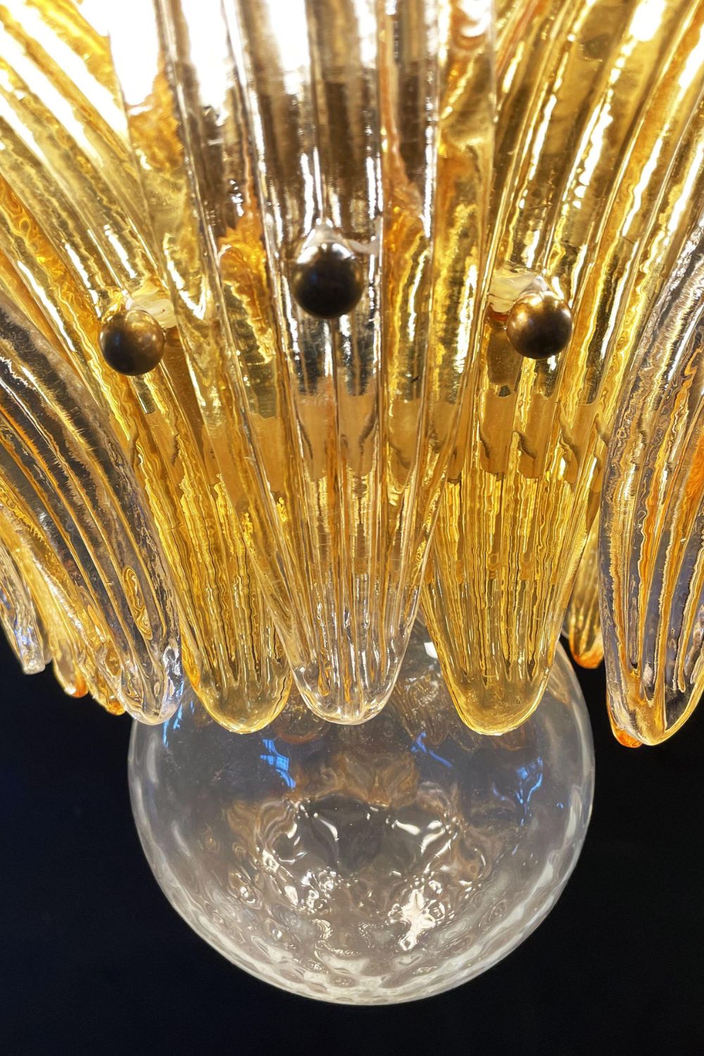 Amber and Clear Art Glass Palmette Chandelier - view 15 | everlamps