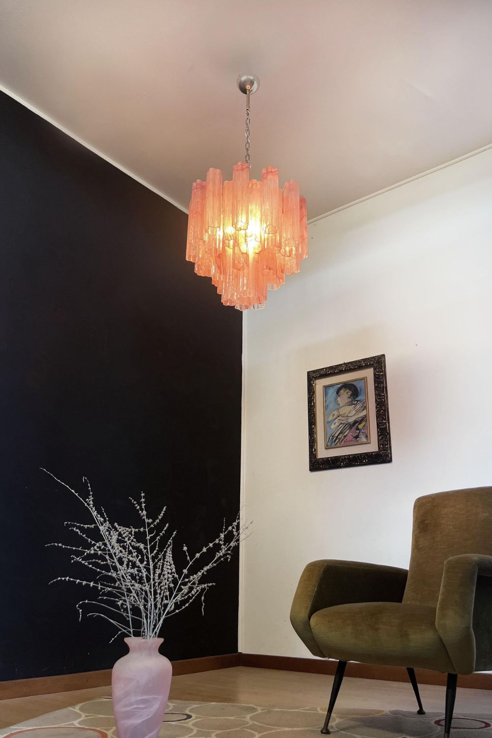 Pink Art Glass Tree Branch Chandelier - view 12 | everlamps