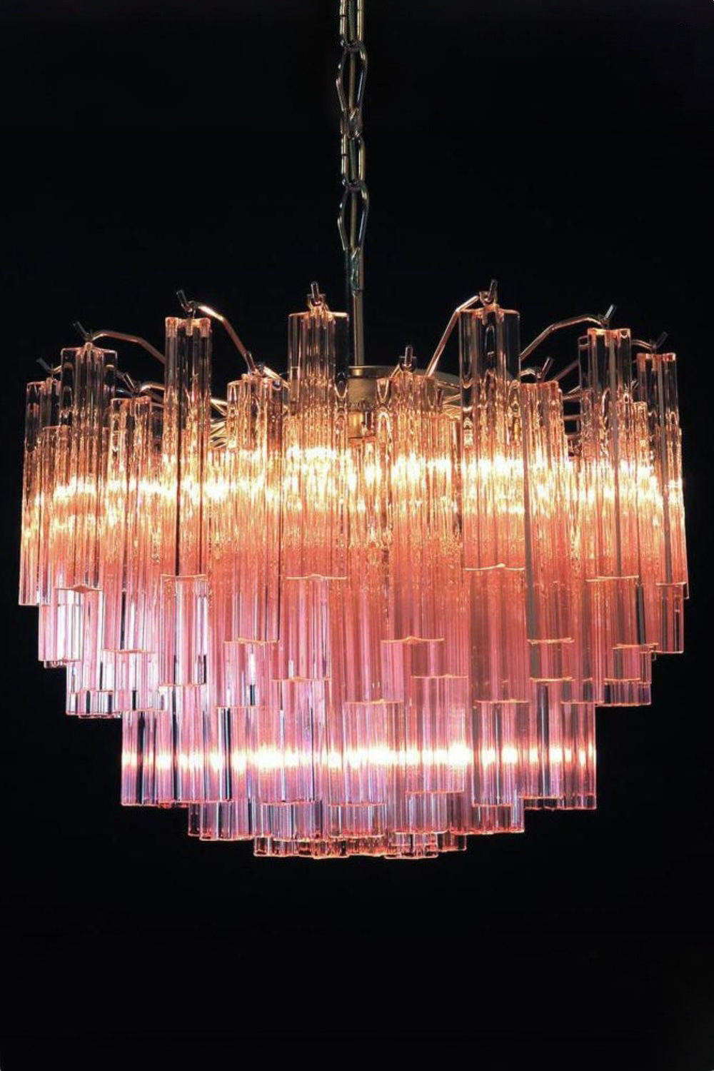 Venetian Pink Crystal Tube Art Chandelier - view 6 | everlamps