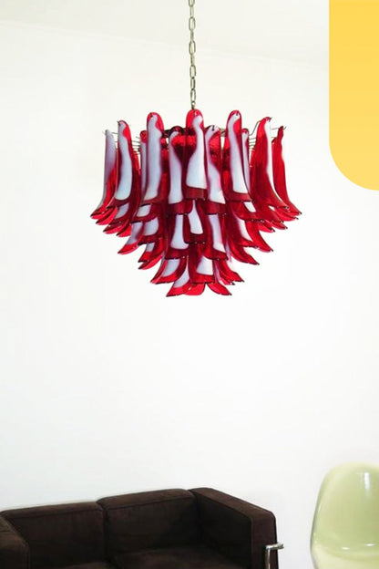 Red Art Glass Petal Chandelier - view 7 | everlamps